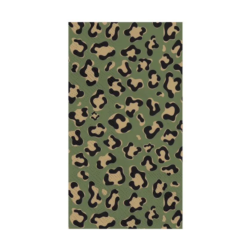 Serviette rectangle léopard kaki