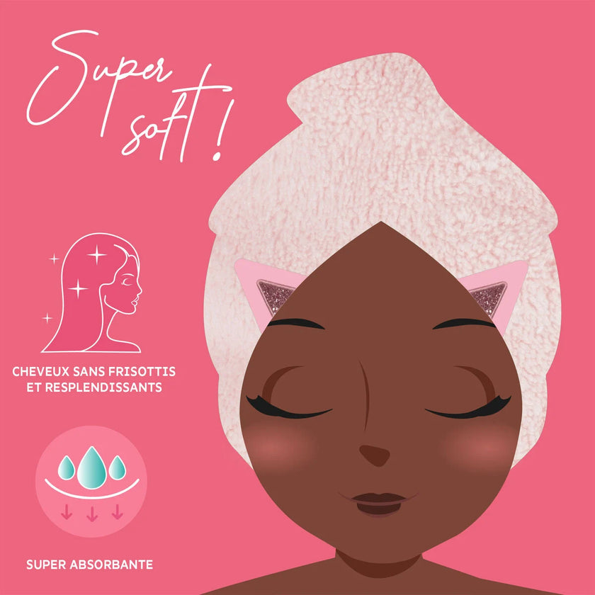 Serviette pour cheveux LEGAMI chat