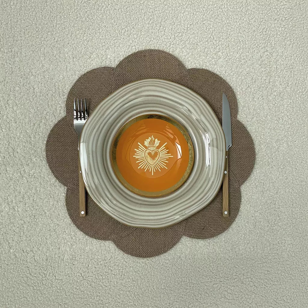Set de table toile de jute fleur