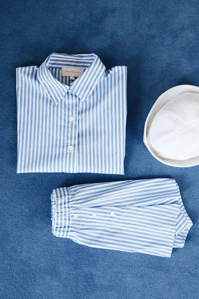 Short nanyblouses rayé bleu