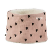 Tour de cou gaze de coton rose avec cœurs noirs