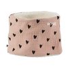 Tour de cou gaze de coton rose avec cœurs noirs