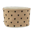 Tour de cou gaze de coton beige avec cœurs noirs
