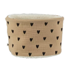 Tour de cou gaze de coton beige avec cœurs noirs
