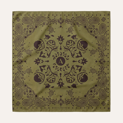 Bandana en soie Khaki – 70 × 70 cm