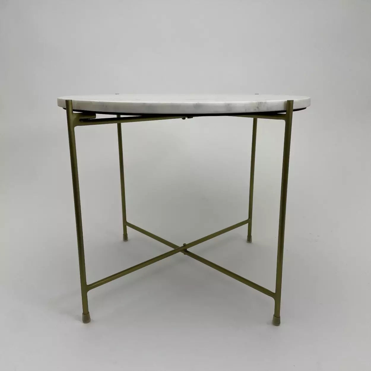 Table ronde marbré style table basse structure gold