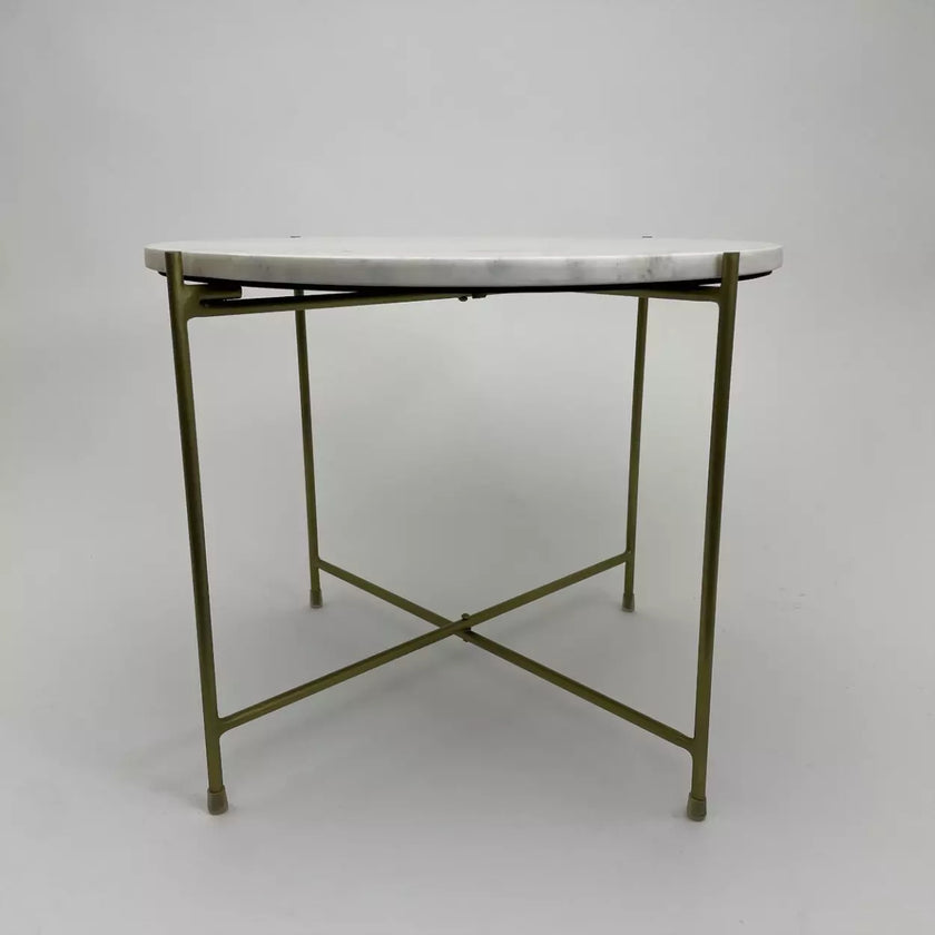 Table ronde marbré style table basse structure gold