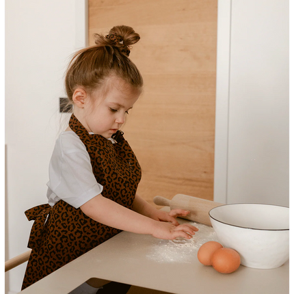 Tablier de cuisine enfant leopard marron