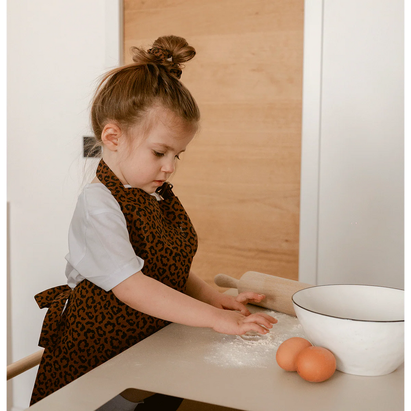 Tablier de cuisine enfant leopard marron