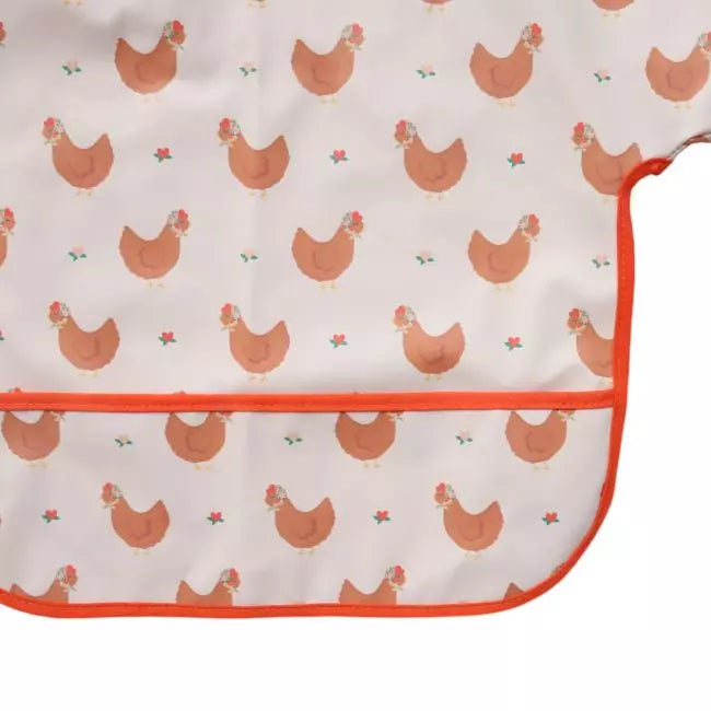 Bavoir à manche motif poule