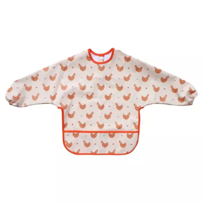 Bavoir à manche motif poule