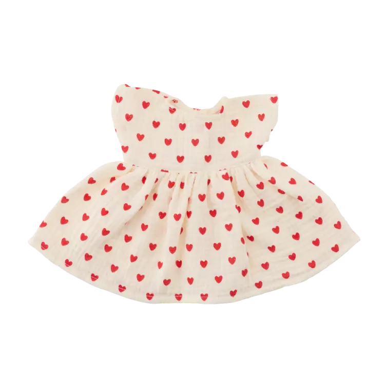 Tenue poupée robe coeurs rouge Atelier 