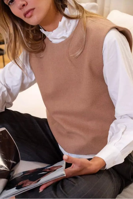 Top sans manches marron Opullence 