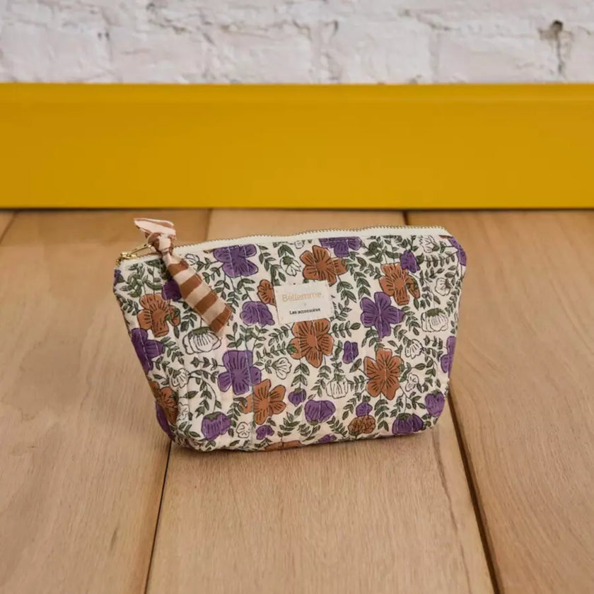 trousse fleurie violette