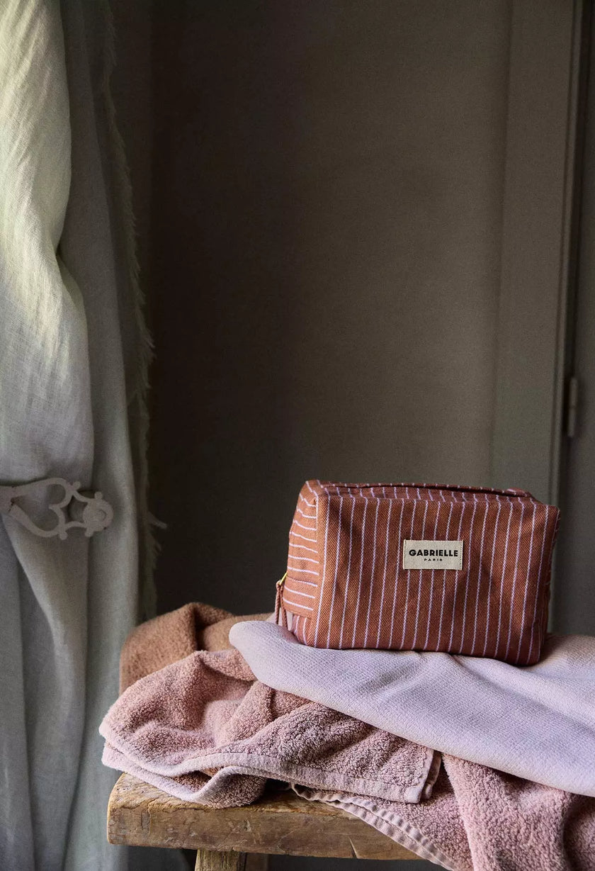 Trousse de toilette Gabrielle rayures lilas 
