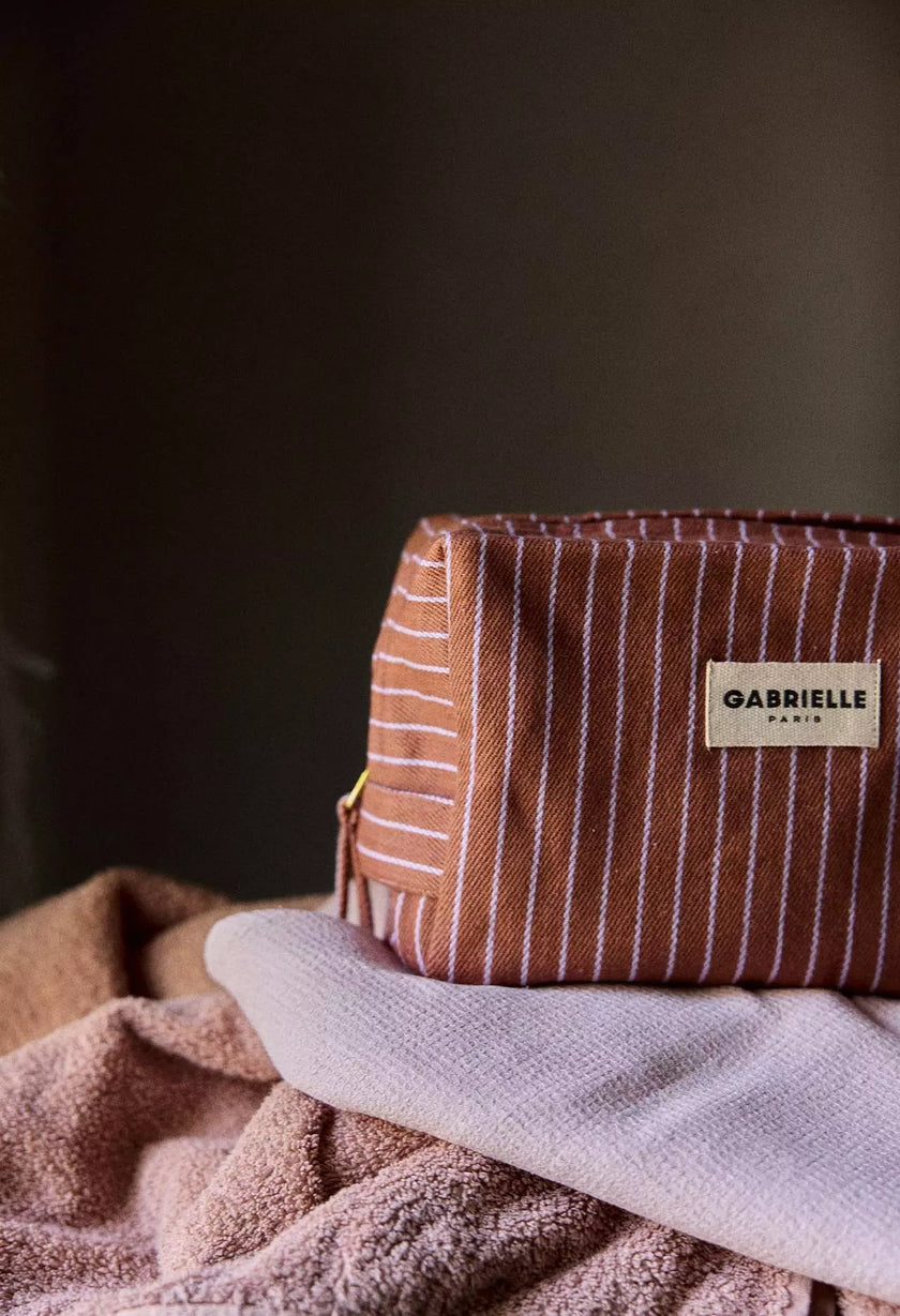 Trousse de toilette Gabrielle rayures lilas 