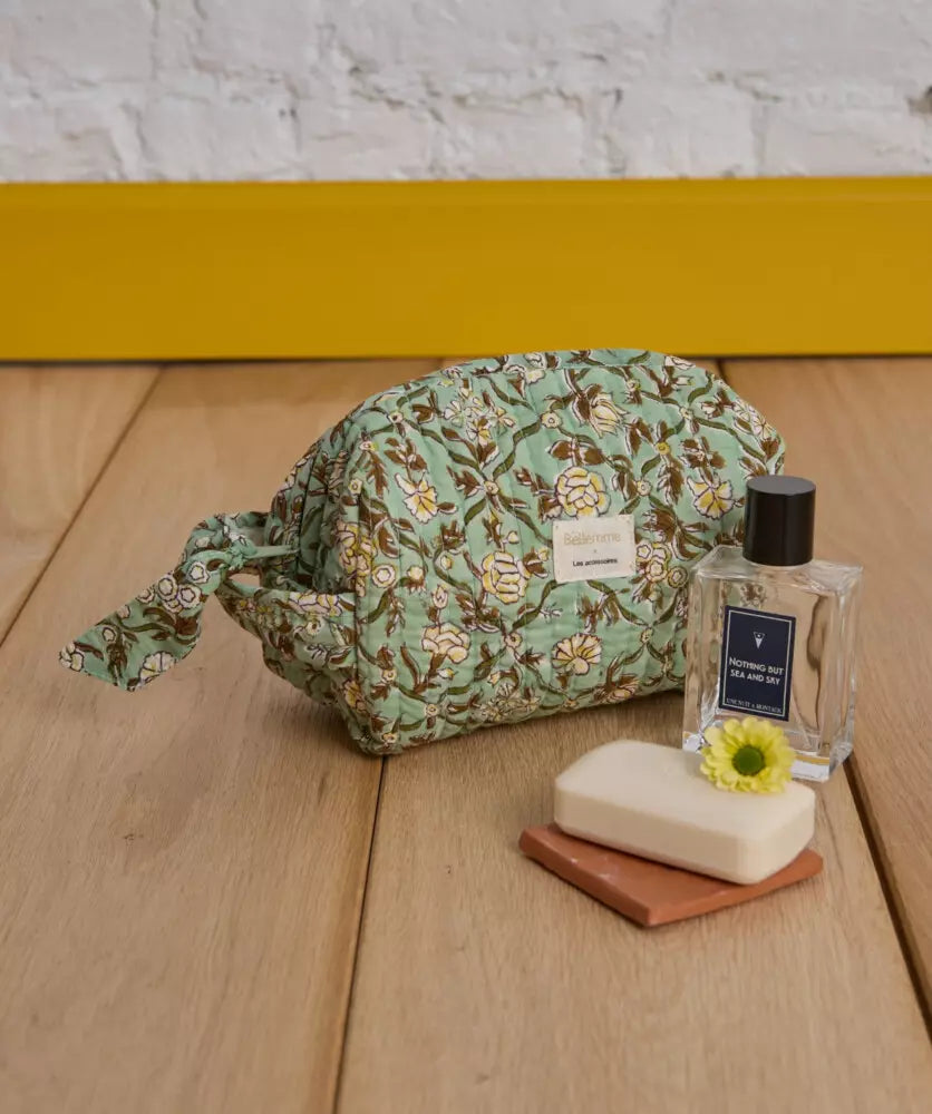 Trousse de toilette petit format Albertine vert Aqua Bellemme