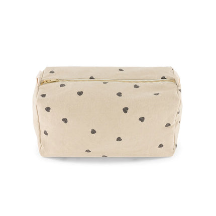 Trousse de toilette vic sable imprimé coeur noir