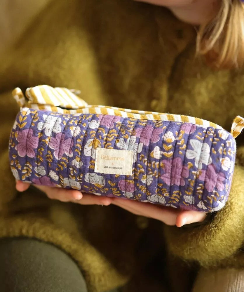 Trousse d'école ellis cassis de Bellemme violette à fleurs