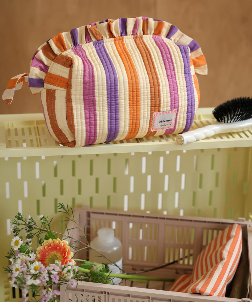 Trousse de toilette grand format rayures multicolores Bellemme