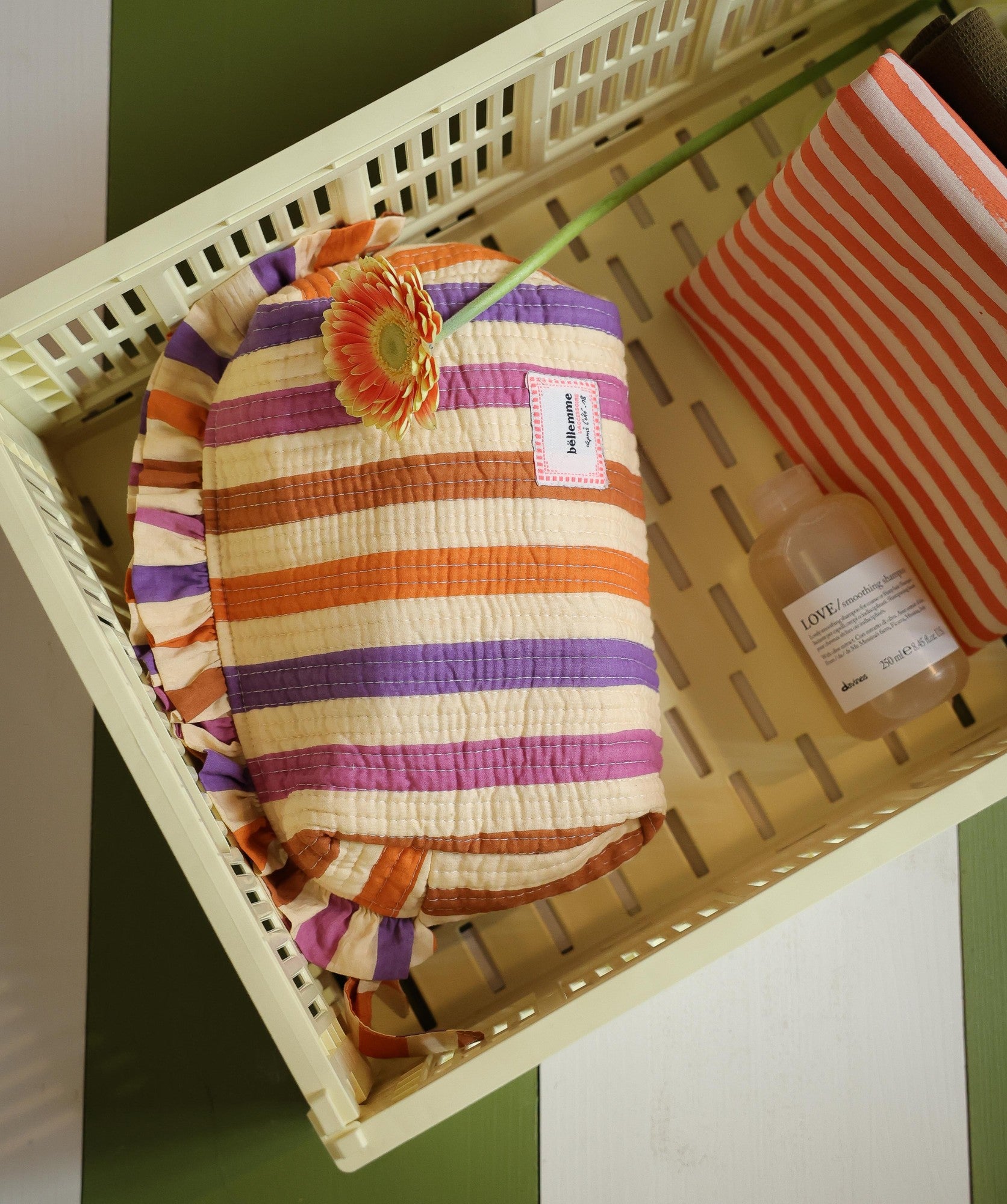 Trousse de toilette grand format rayures multicolores Bellemme