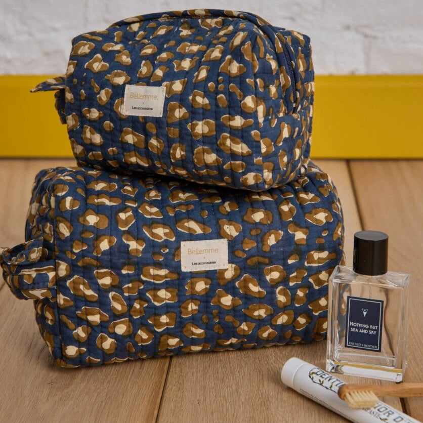 trousse de toilette petit format leopard navy