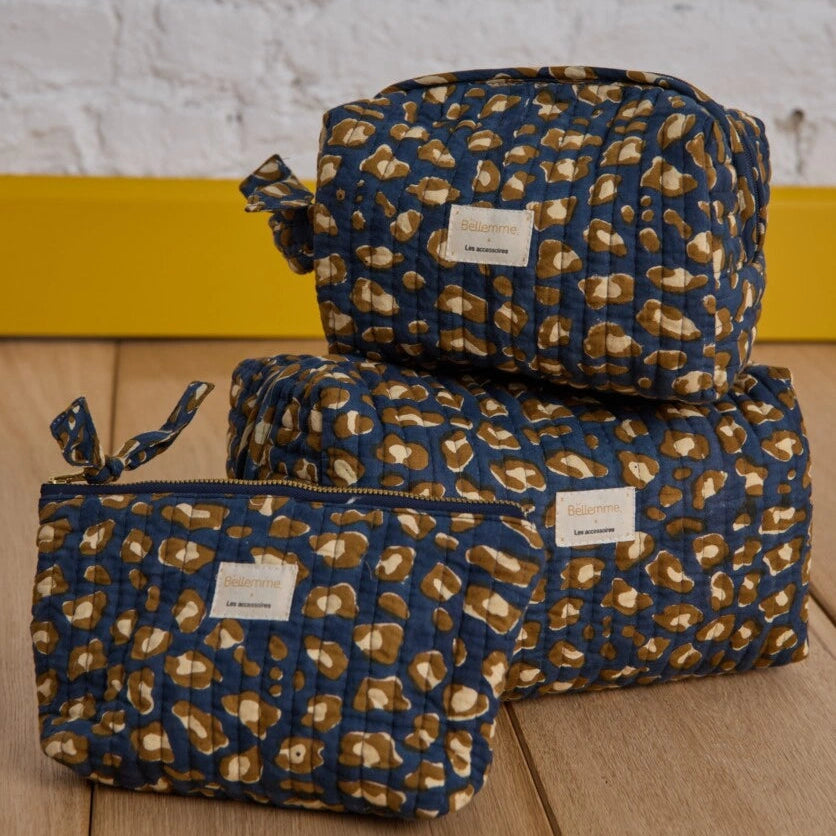 trousse de toilette petit format leopard navy