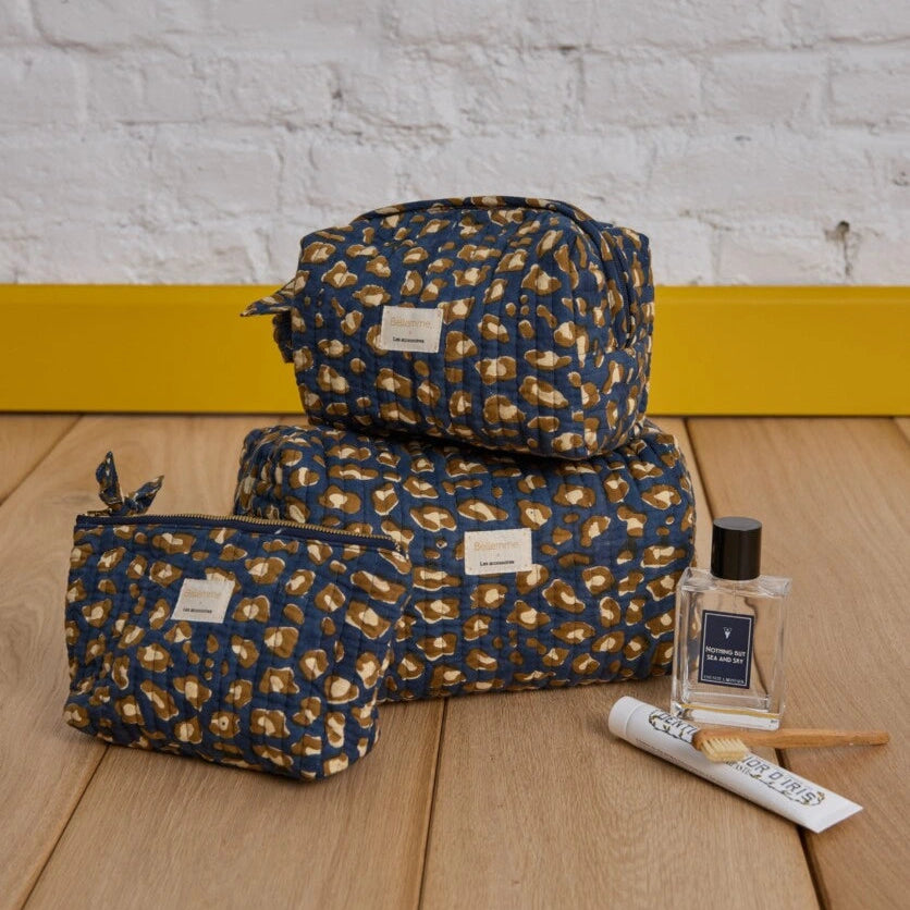 trousse de toilette petit format leopard navy