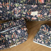 trousse de toilette bleu marine fleurie