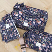 trousse de toilette bleu marine fleurie