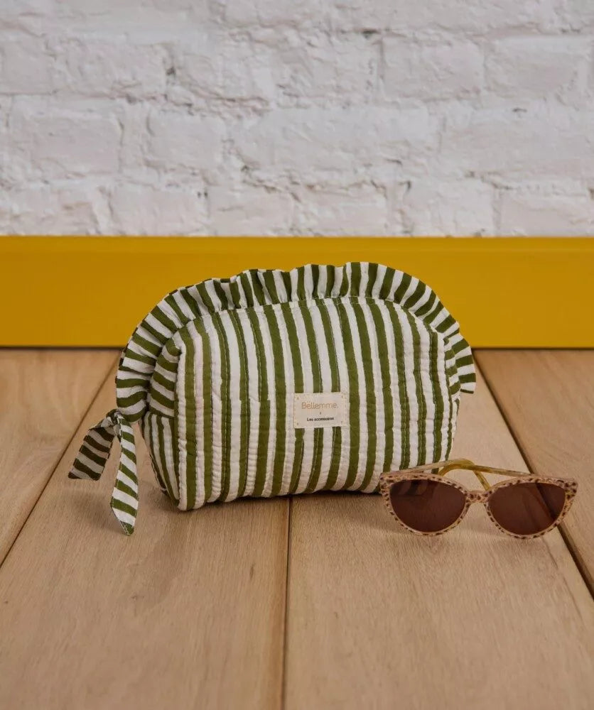 Pochette Bellemme rayures blanches et vertes