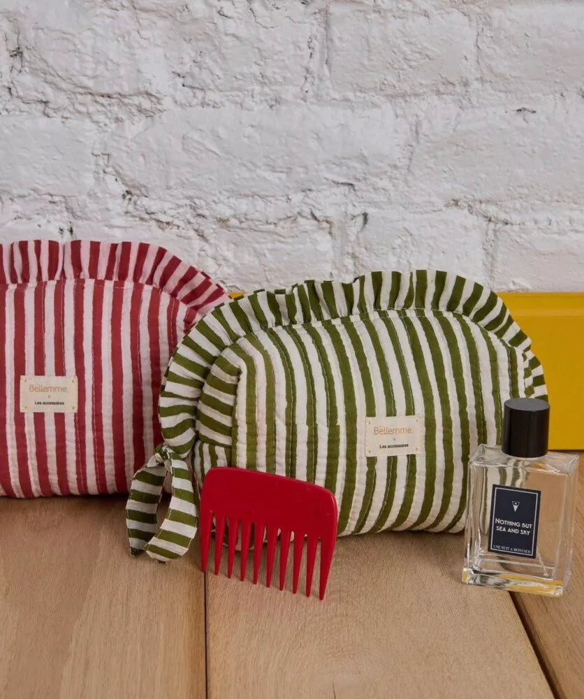 Pochette Bellemme rayures blanches et vertes