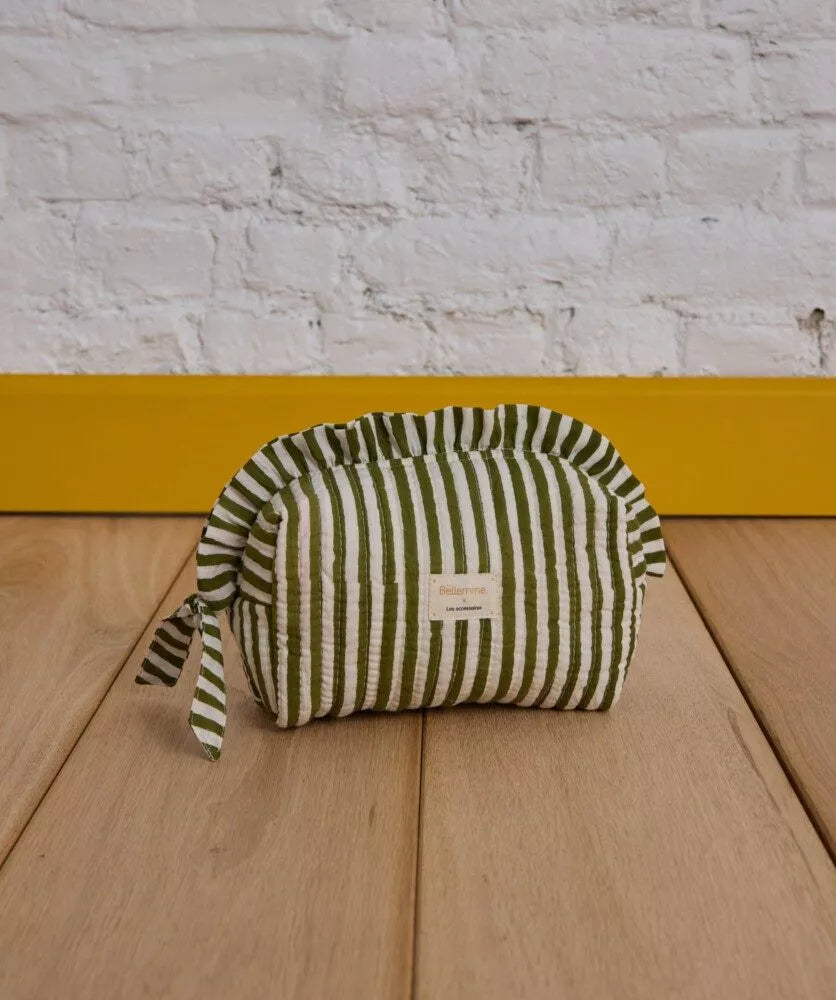 Pochette Bellemme rayures blanches et vertes