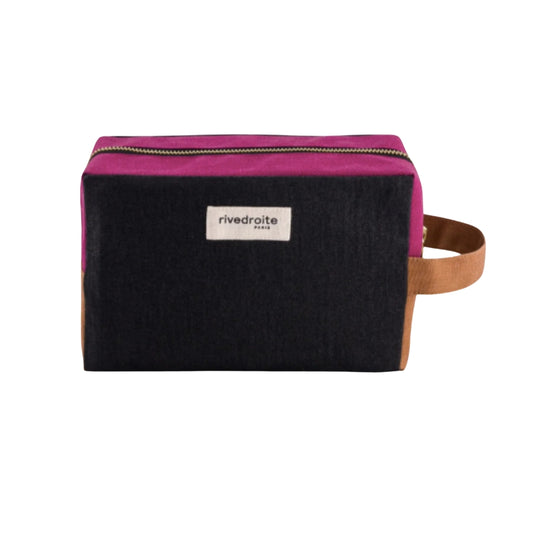 trousse de toilette marron noire et violette 