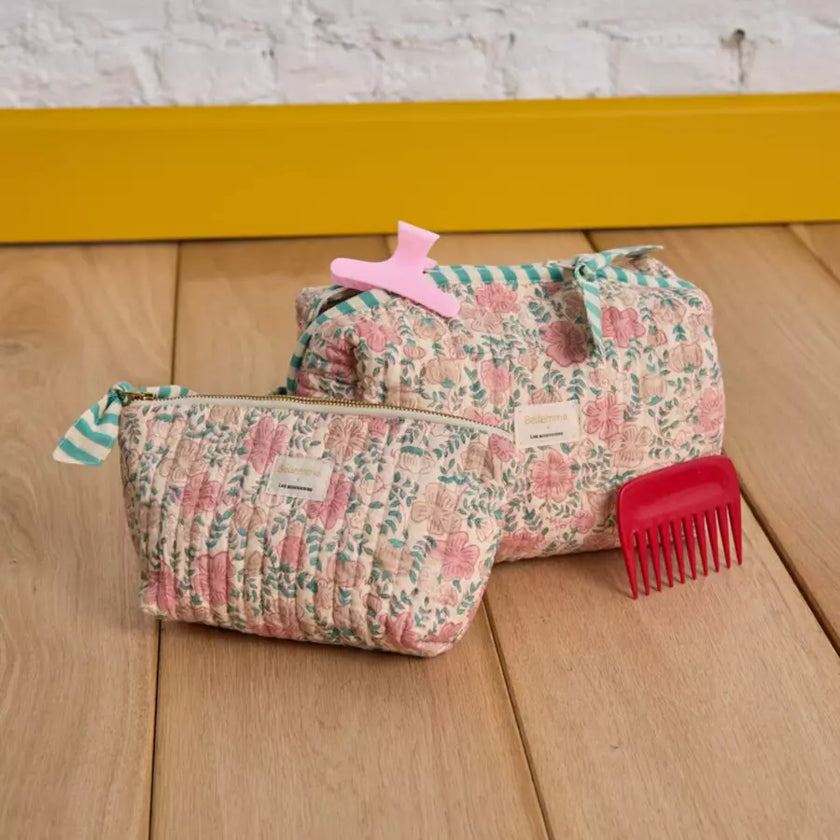 trousse à maquille rose et bleu