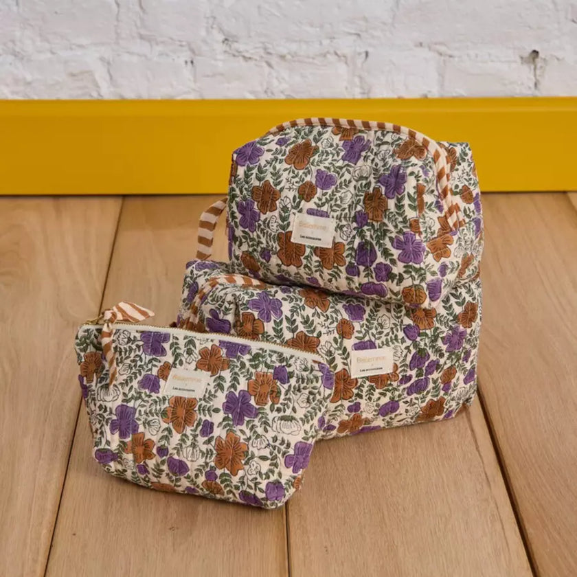 trousse fleurie violette