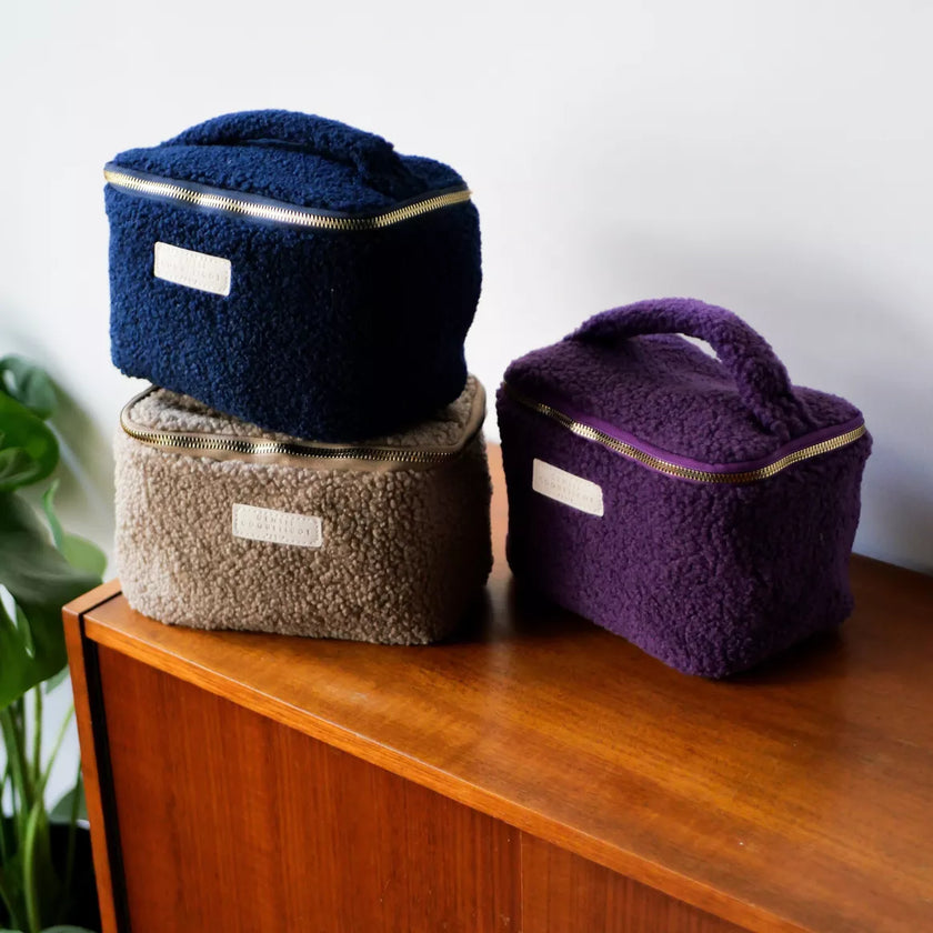 Vanity sherpa violet, taupe et marine 