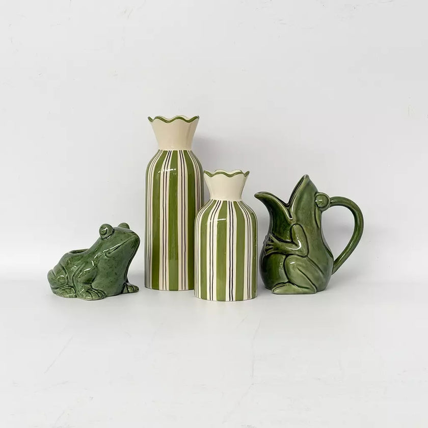 Vase collerrette kaki rayé petit modèle 