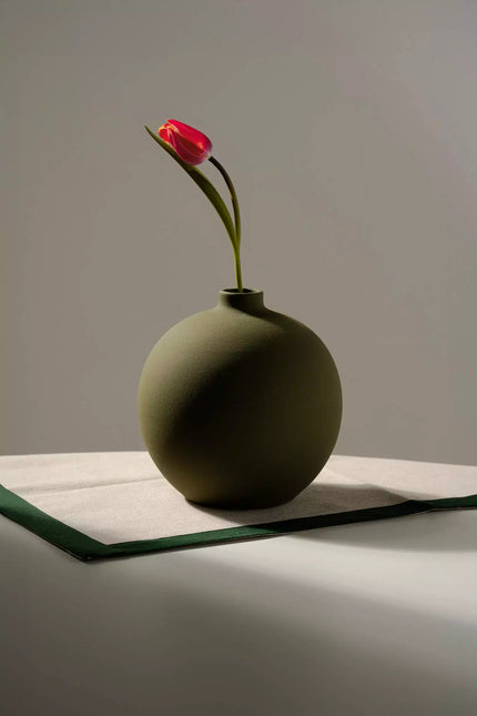 Vase rond O cactuu vert olive