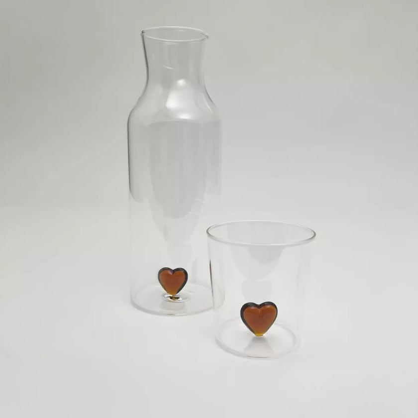 verre avec coeur ambre