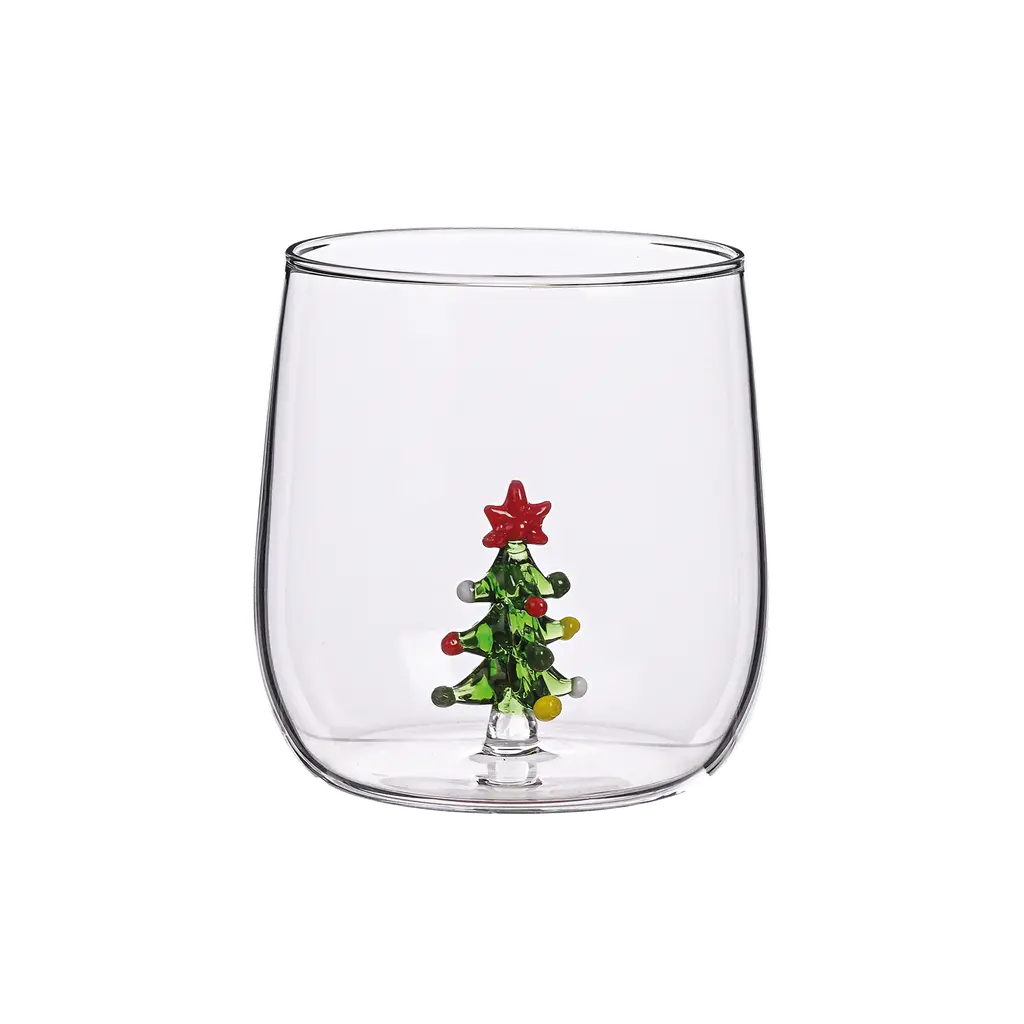 Verre avec un sapin de Noël