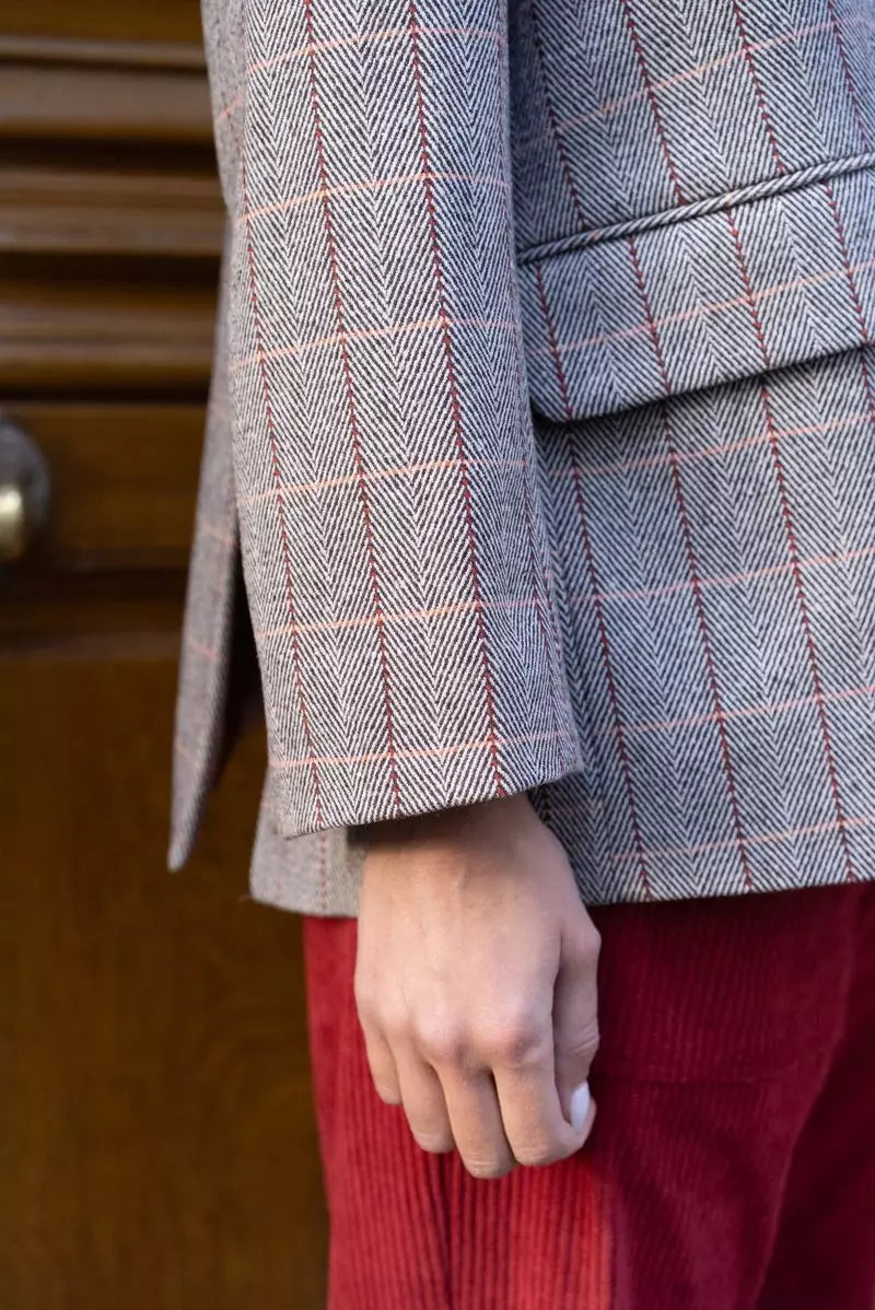 Veste Hugo à carreaux beige et bordeaux Opullence