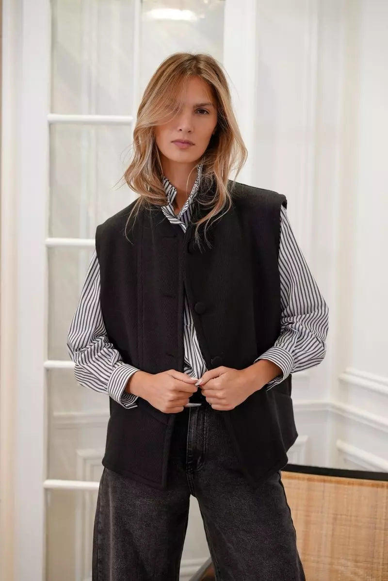 Veste Matteo noire sans manches Opullence