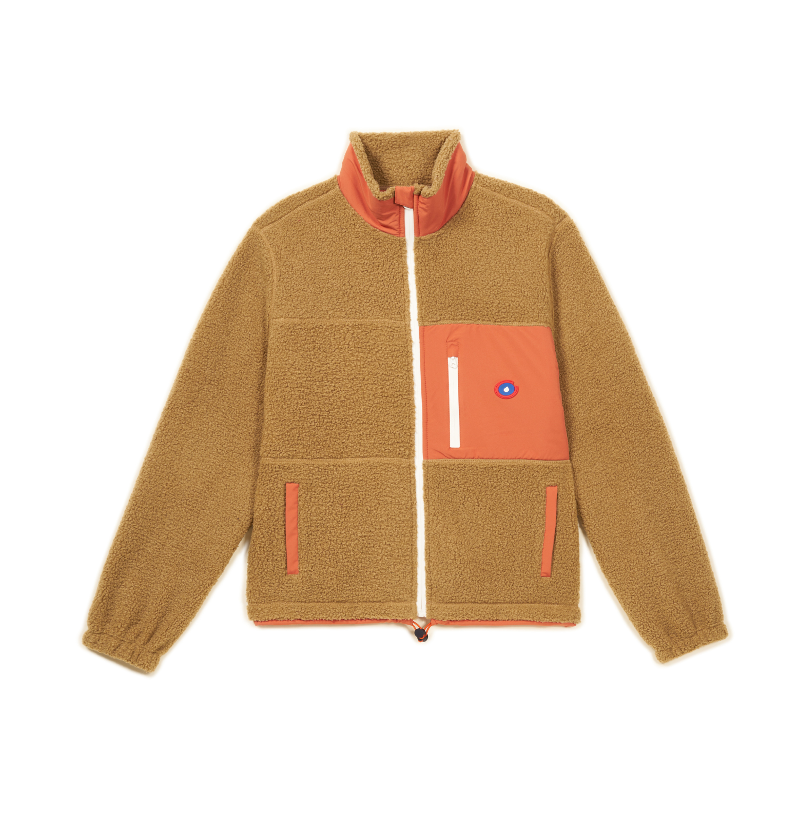 veste polaire orange et beige