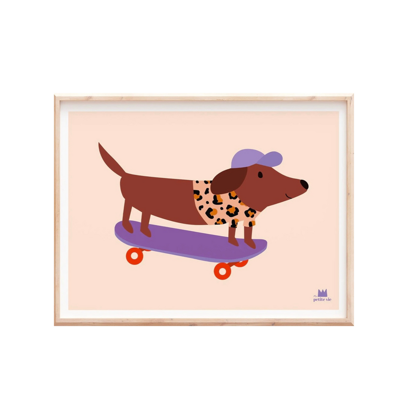 affiche teckel skate