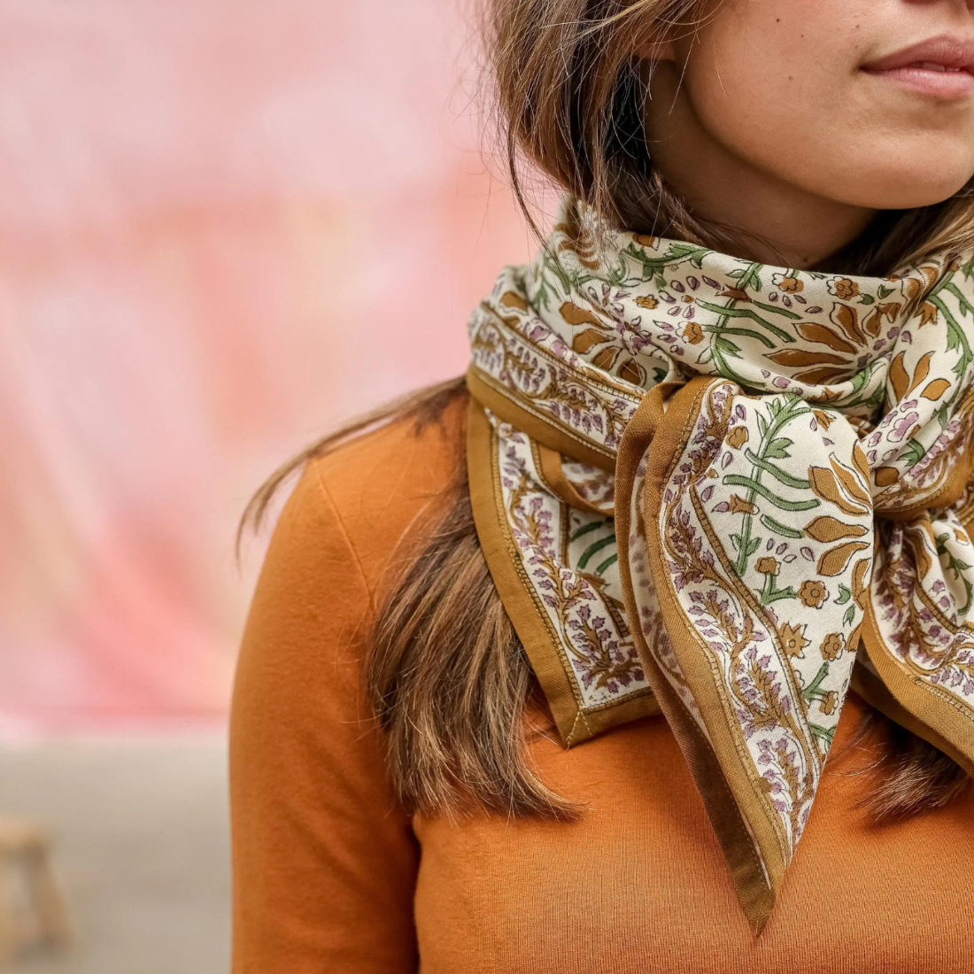 grand foulard palmier x creme brulée