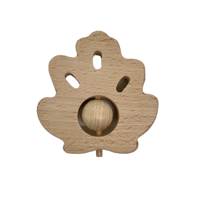 hochet feuille en bois