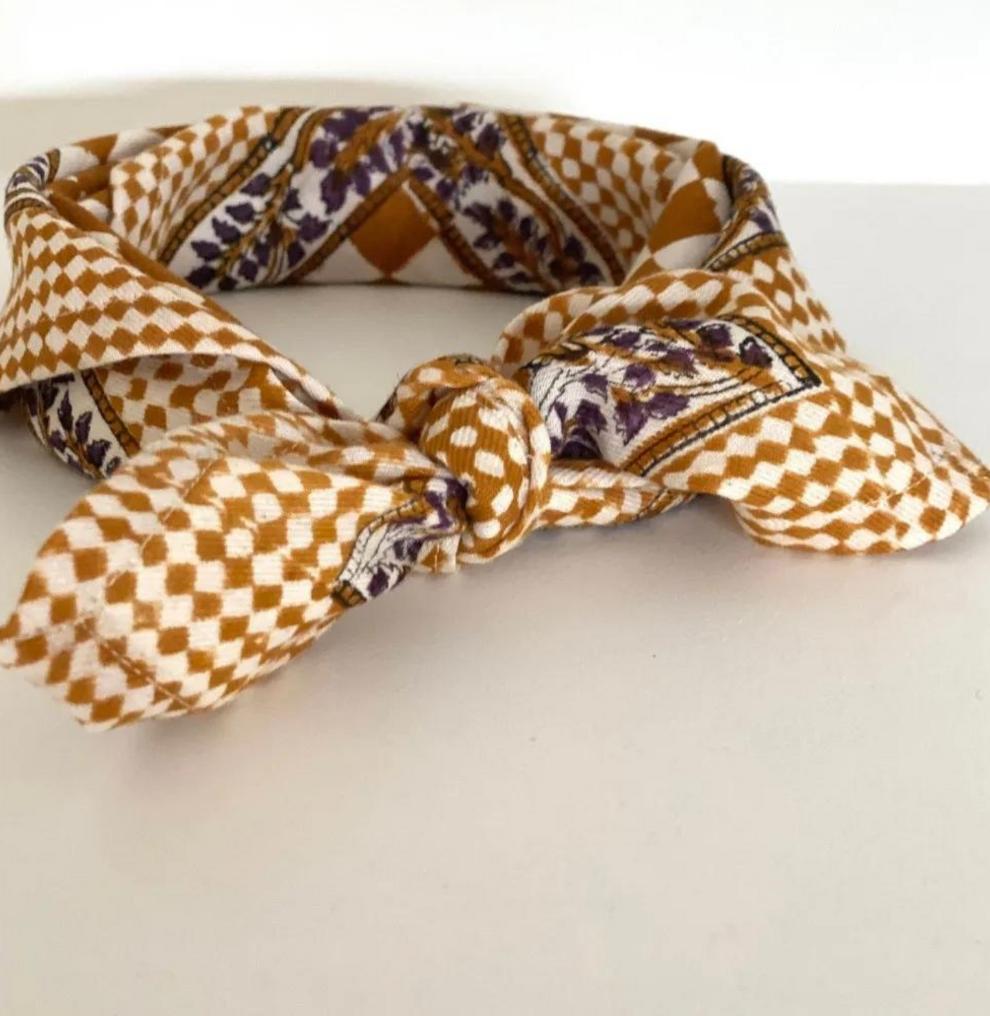 petit foulard damier caramel