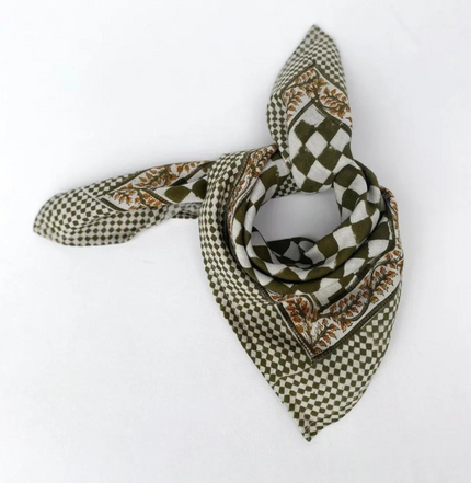 petit foulard damier kaki