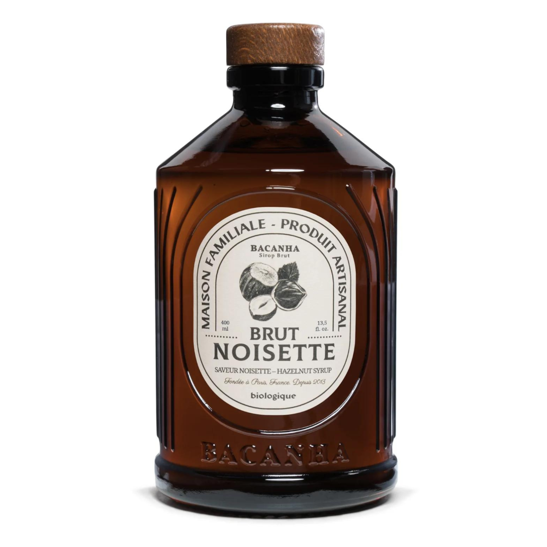 Flacon sirop brut bio de noisette face